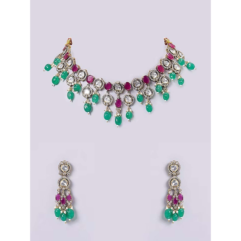Auraa Trends Green Elegant Gold-Plated Jewellery Set