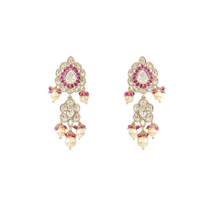 Auraa Trends Pink Bridal Kundan Choker Jewellery Set with Earrings