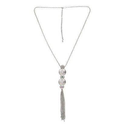 Auraa Trends Silver-Plated Long Tassel Necklace with Matching Earrings