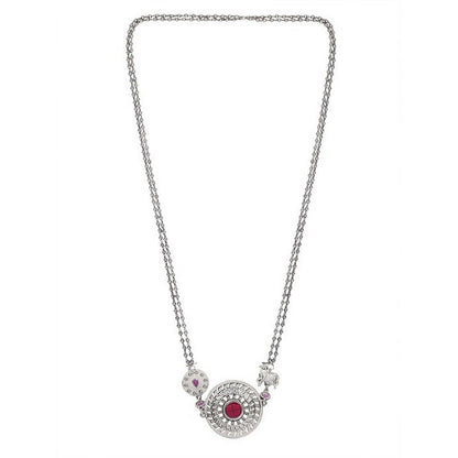 Auraa Trends Oxidized Silver-Plated Tribal Necklace with Earrings for Women