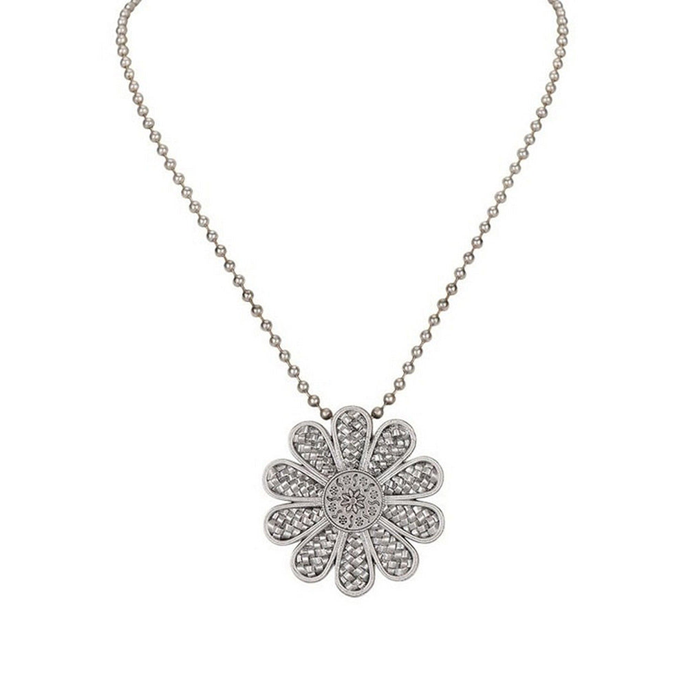 Auraa Trends Oxidised Silver Floral Pendant Necklace for Women