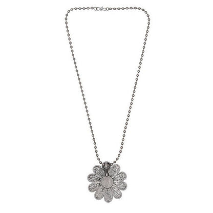 Auraa Trends Oxidised Silver Floral Pendant Necklace for Women
