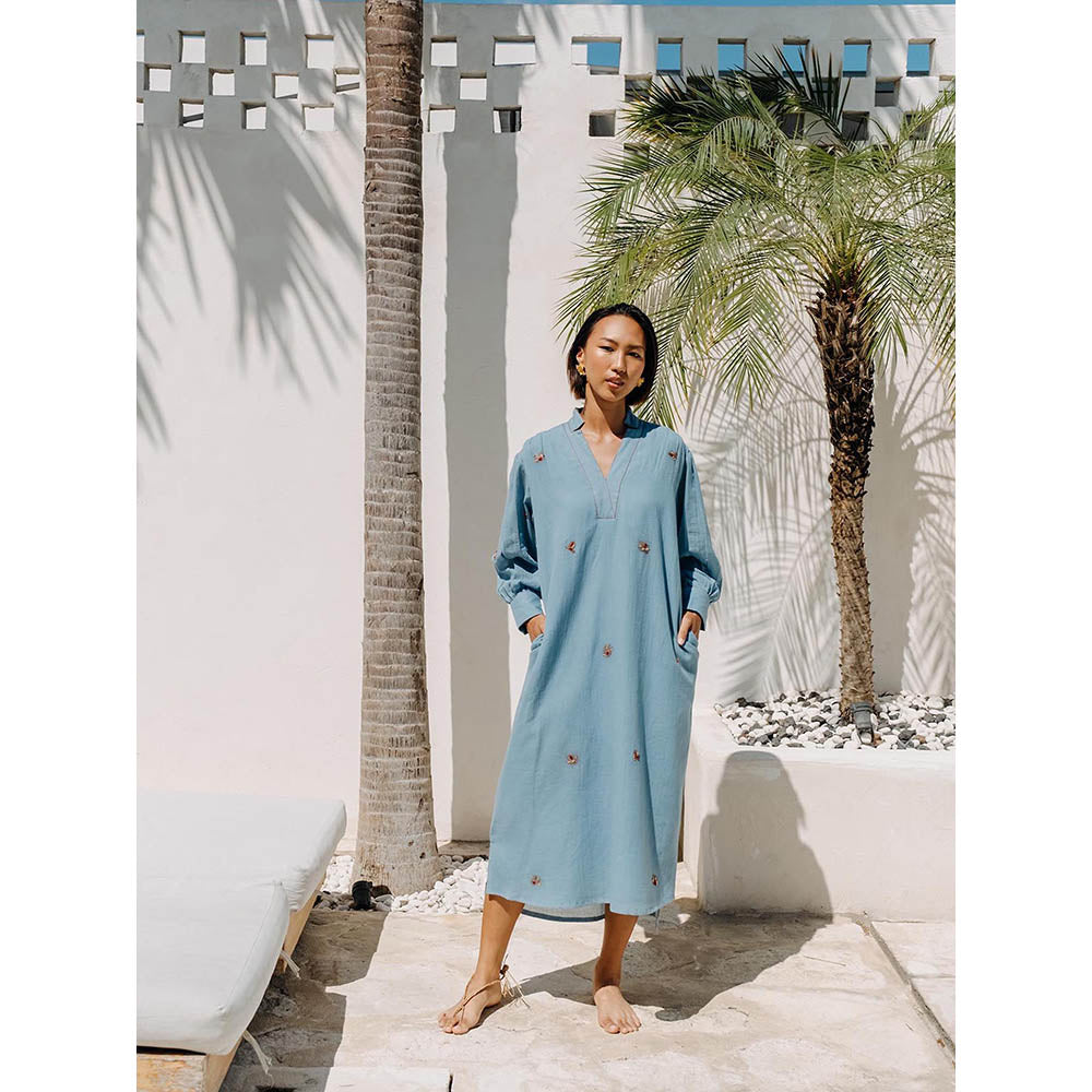 Auruhfy Marine Bliss Embroidered Dress