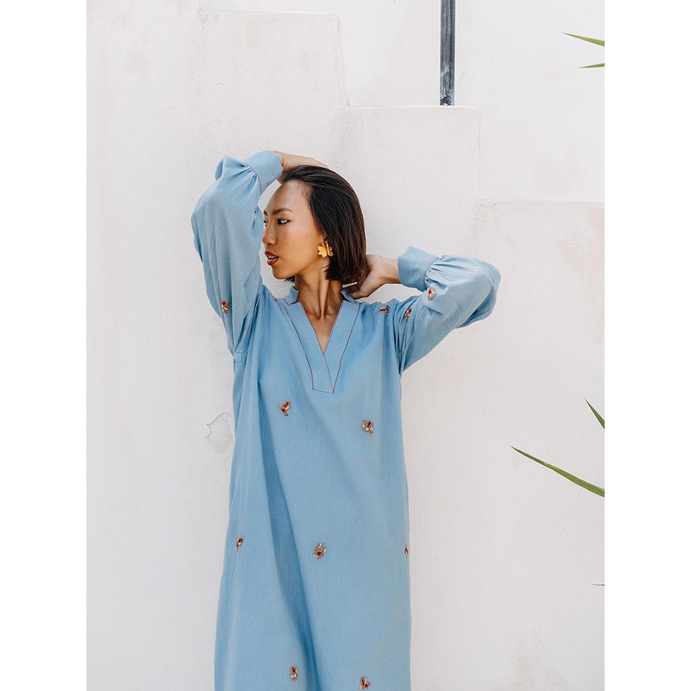Auruhfy Marine Bliss Embroidered Dress