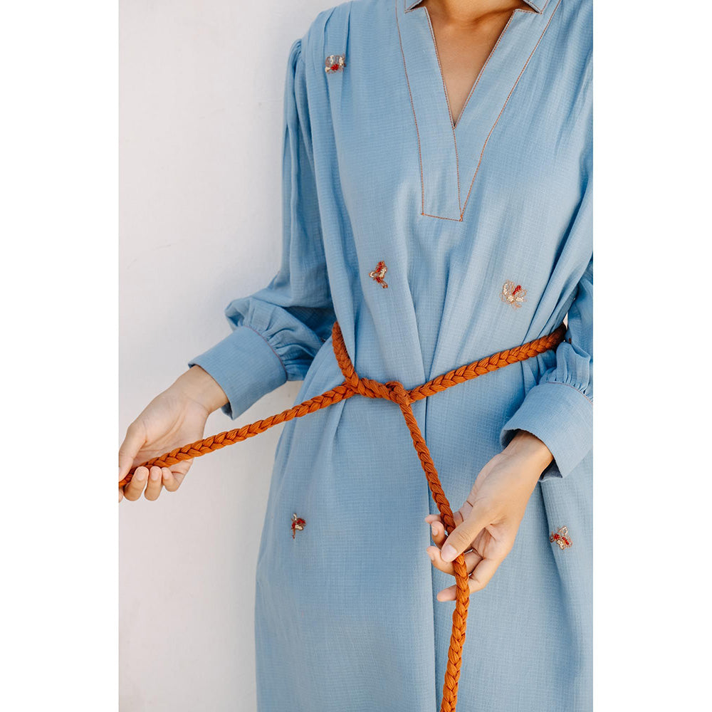 Auruhfy Marine Bliss Embroidered Dress