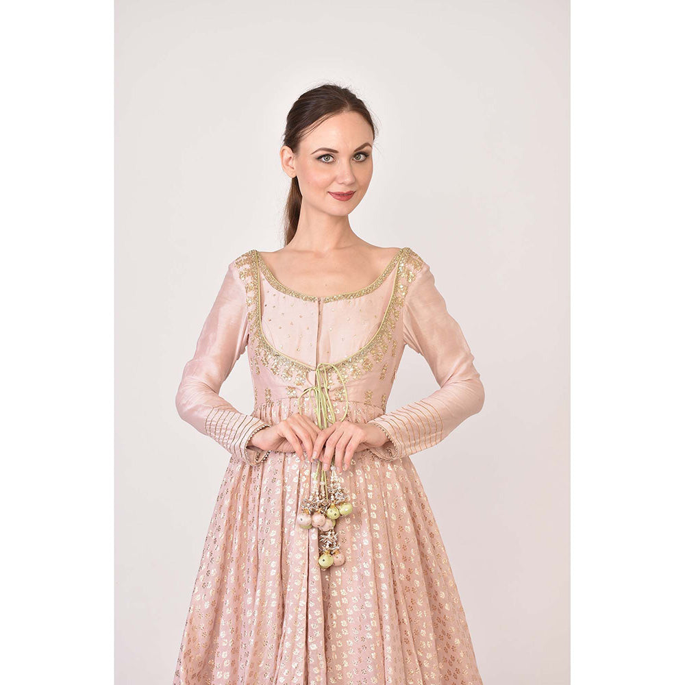 AVNNI KAPUR Silk Chander Anarkali Kurta with Gota Patti N Zardozi Work Dupatta (Set of 2)