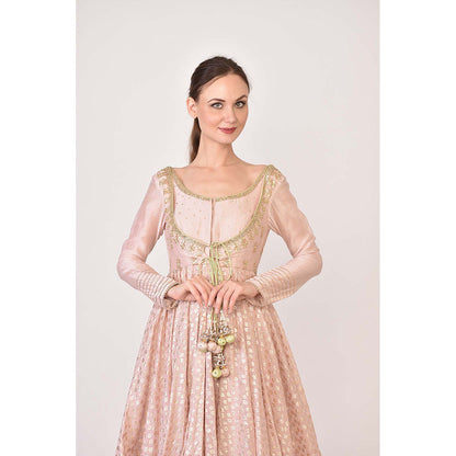 AVNNI KAPUR Silk Chander Anarkali Kurta with Gota Patti N Zardozi Work Dupatta (Set of 2)