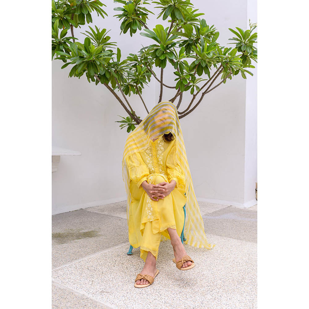 AYAKA Yellow Striper Dupatta