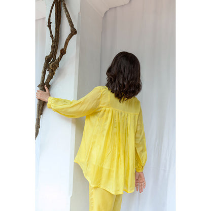 AYAKA Tully Yellow Pleated Top