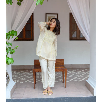 AYAKA Paige Yellow Top with Embroidered Yoke (Set of 2)