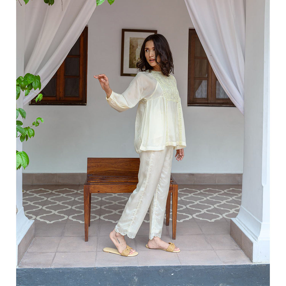 AYAKA Paige Yellow Top with Embroidered Yoke (Set of 2)