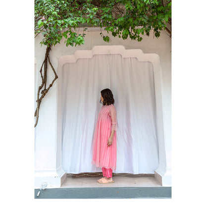 AYAKA Cheryl Pink Pleated Kurta (Set of 2)