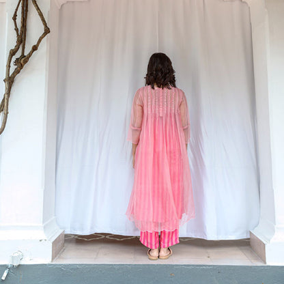 AYAKA Cheryl Pink Pleated Kurta (Set of 2)