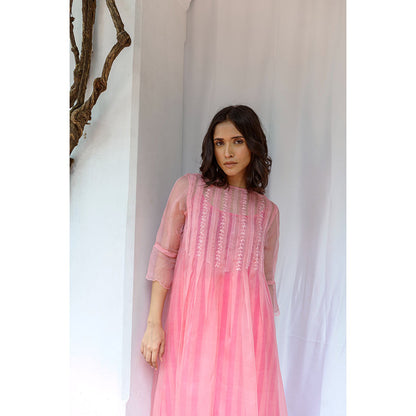 AYAKA Cheryl Pink Pleated Kurta (Set of 2)