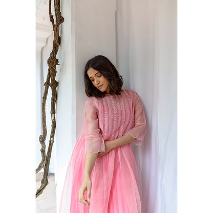 AYAKA Cheryl Pink Pleated Kurta (Set of 2)