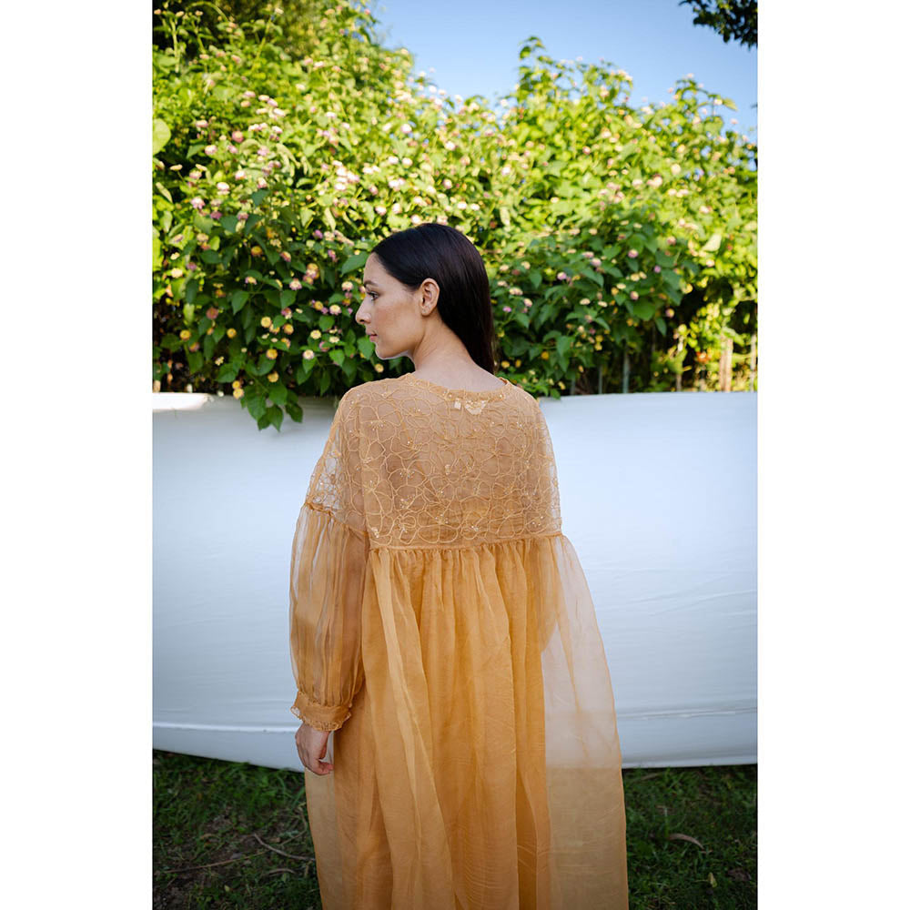 AYAKA Mel Mustard Gathered Kurta (Set of 2)