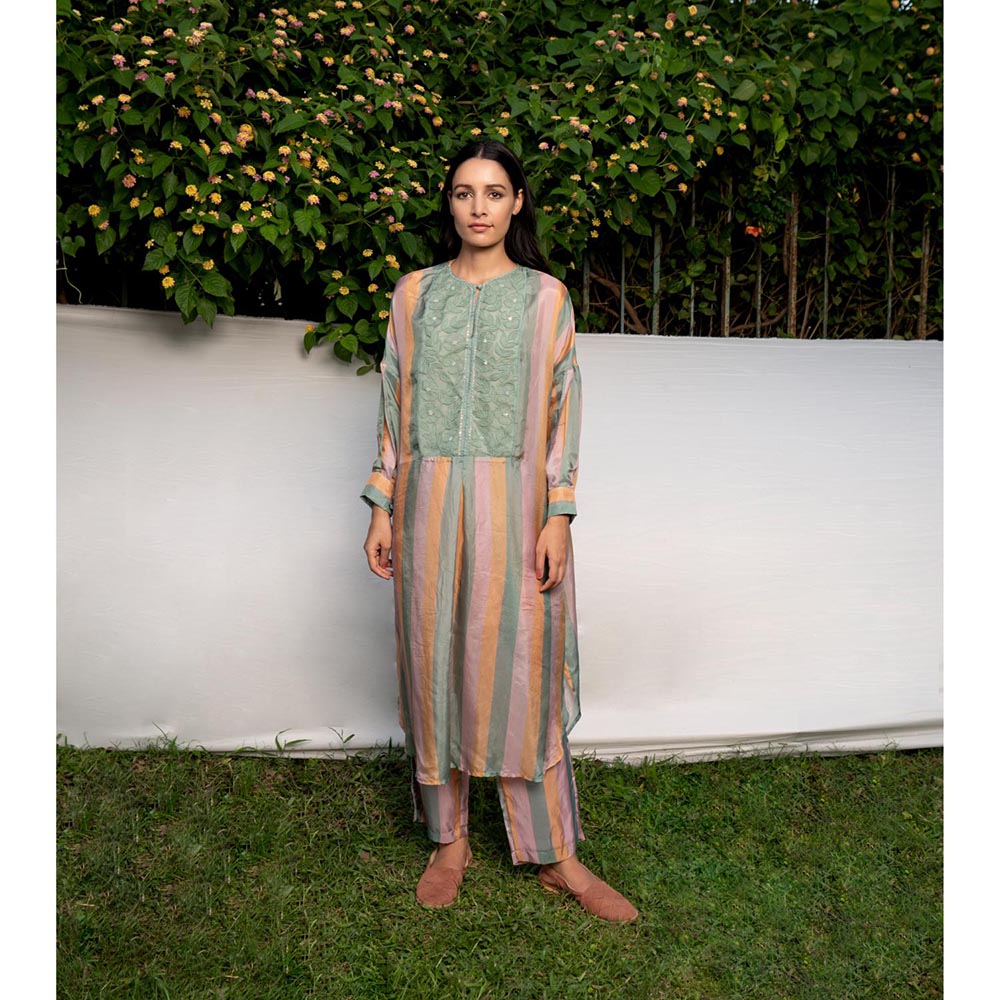 AYAKA Sage Green Applique Kurta