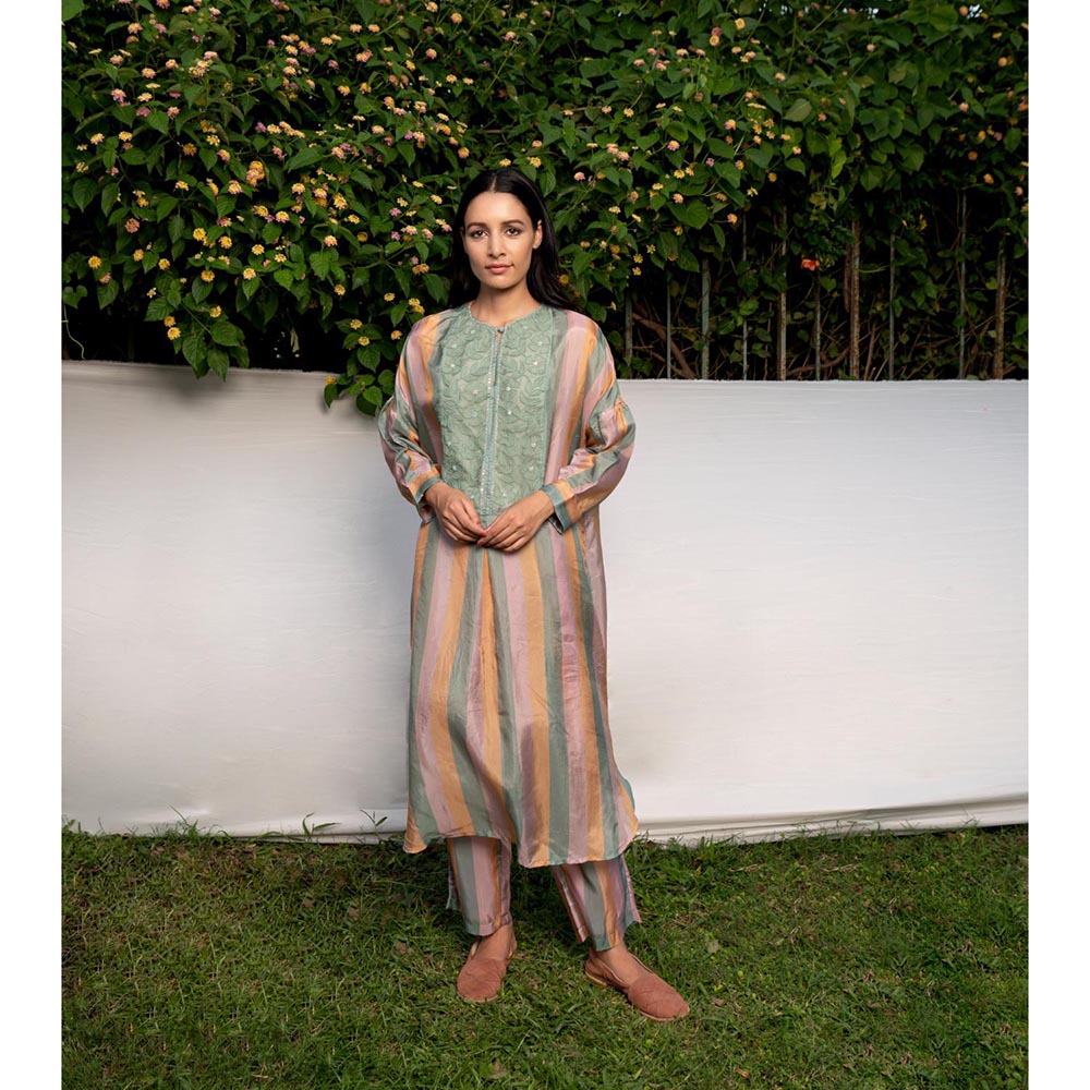 AYAKA Sage Green Applique Kurta