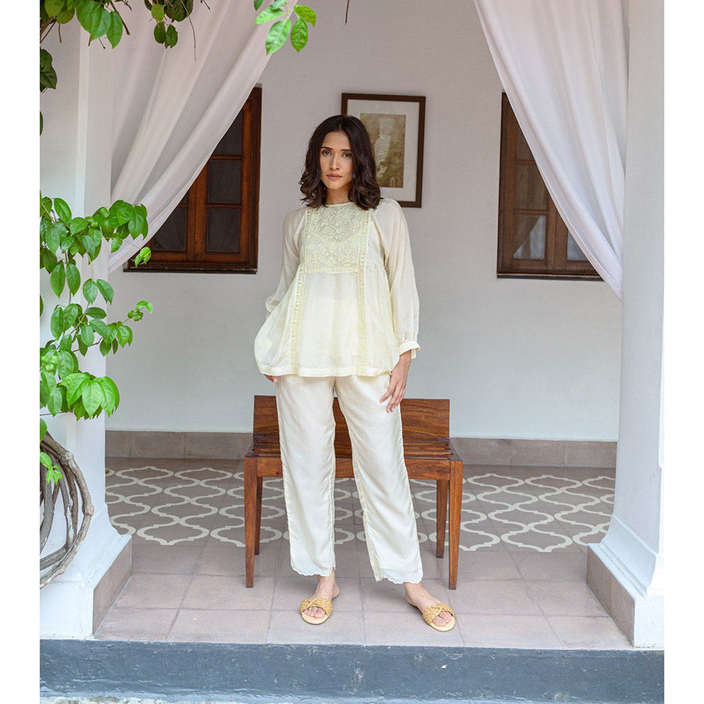 AYAKA Carly Light Yellow Pull On Trousers