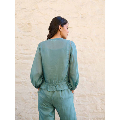AYAKA Joy Embroidered Teal Top