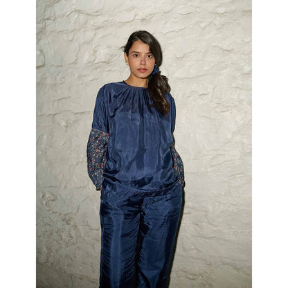 AYAKA Judy Navy Blue Block Printed Top with Inner (Set of 2)