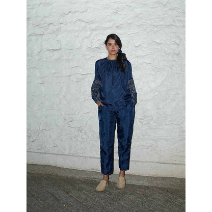 AYAKA Judy Navy Blue Block Printed Top with Inner (Set of 2)