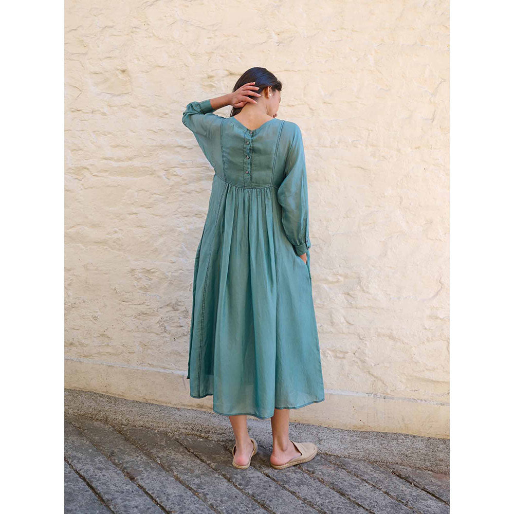 AYAKA Linda Teal Panel Midi Dress with Inner (Set of 2)