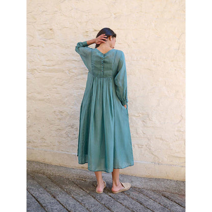 AYAKA Linda Teal Panel Midi Dress with Inner (Set of 2)