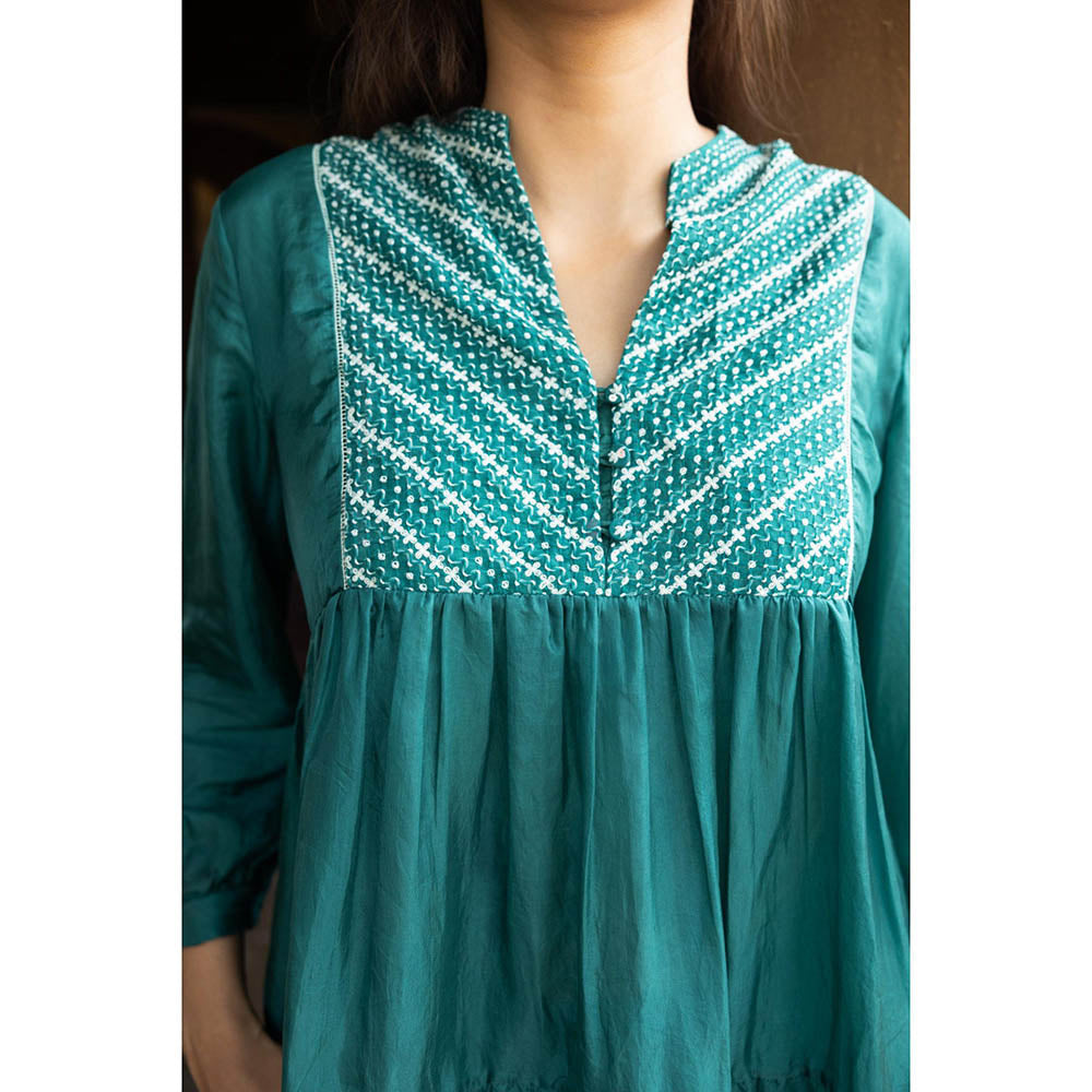 AYAKA Cara Green Hand Embordered Top