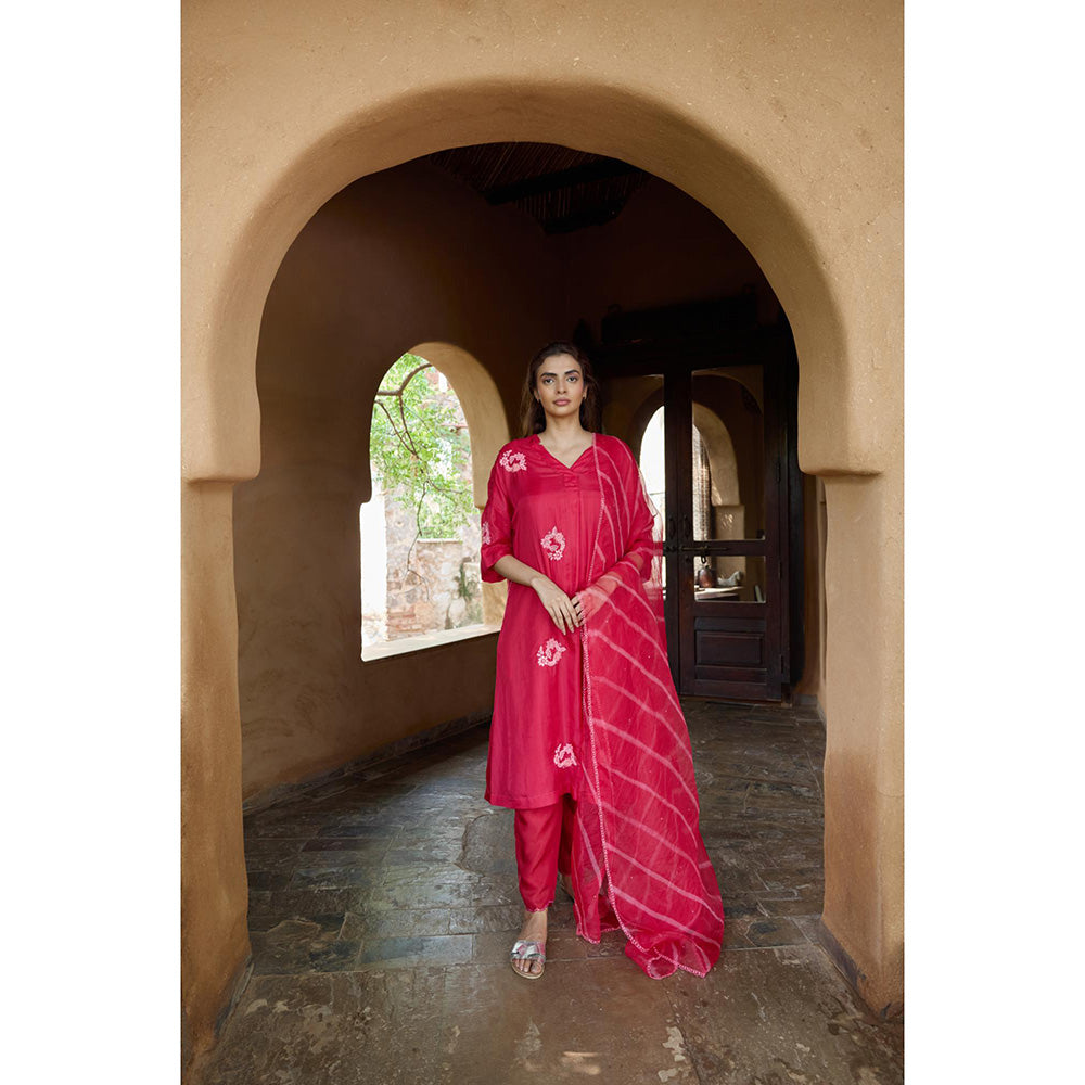AYAKA Paco Red Embroidered Floral Tunic (Set of 2)