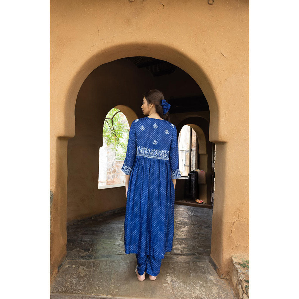 AYAKA Karen Blue Bandhani Print Kurta