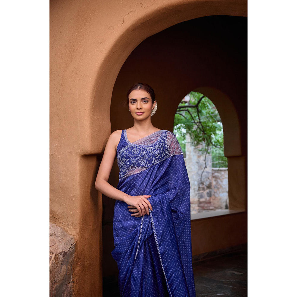 AYAKA Sleeveless Blue Hand Embroidered Blouse