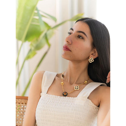 AZGA Le Flore Studs - Ecru & Noir Earrings