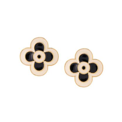 AZGA Le Flore Studs - Ecru & Noir Earrings