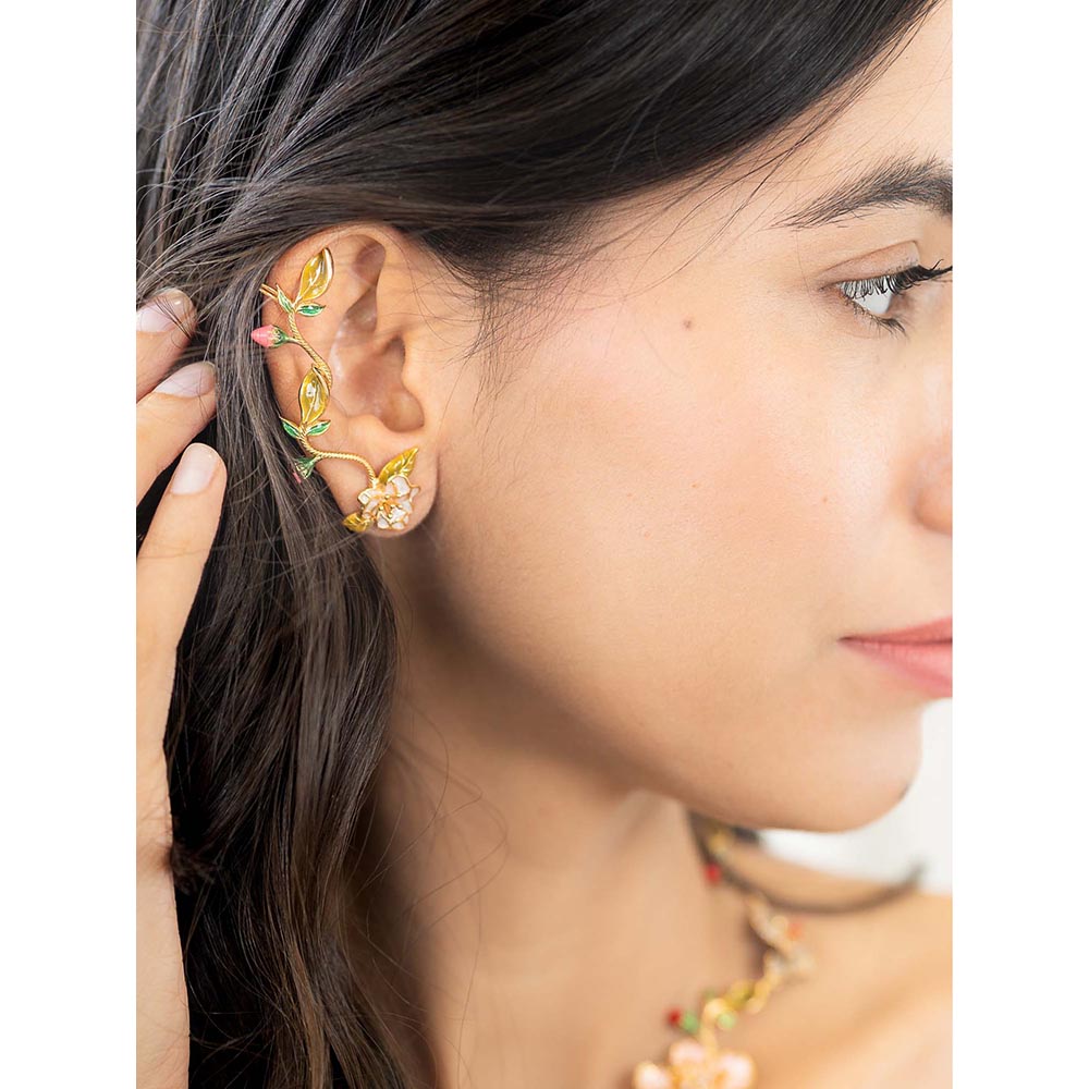 AZGA Red Mini Spring Ear Cuff - Pearl White