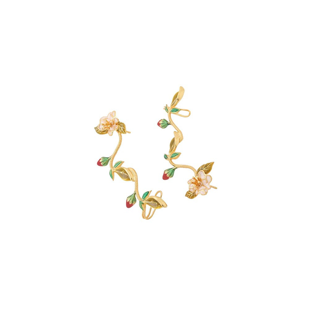 AZGA Red Mini Spring Ear Cuff - Pearl White
