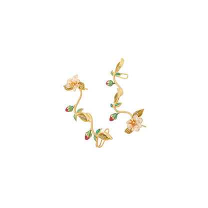 AZGA Red Mini Spring Ear Cuff - Pearl White