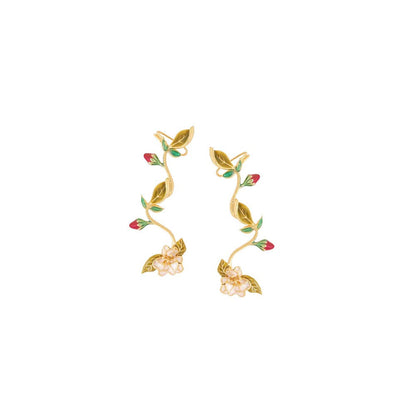 AZGA Red Mini Spring Ear Cuff - Pearl White