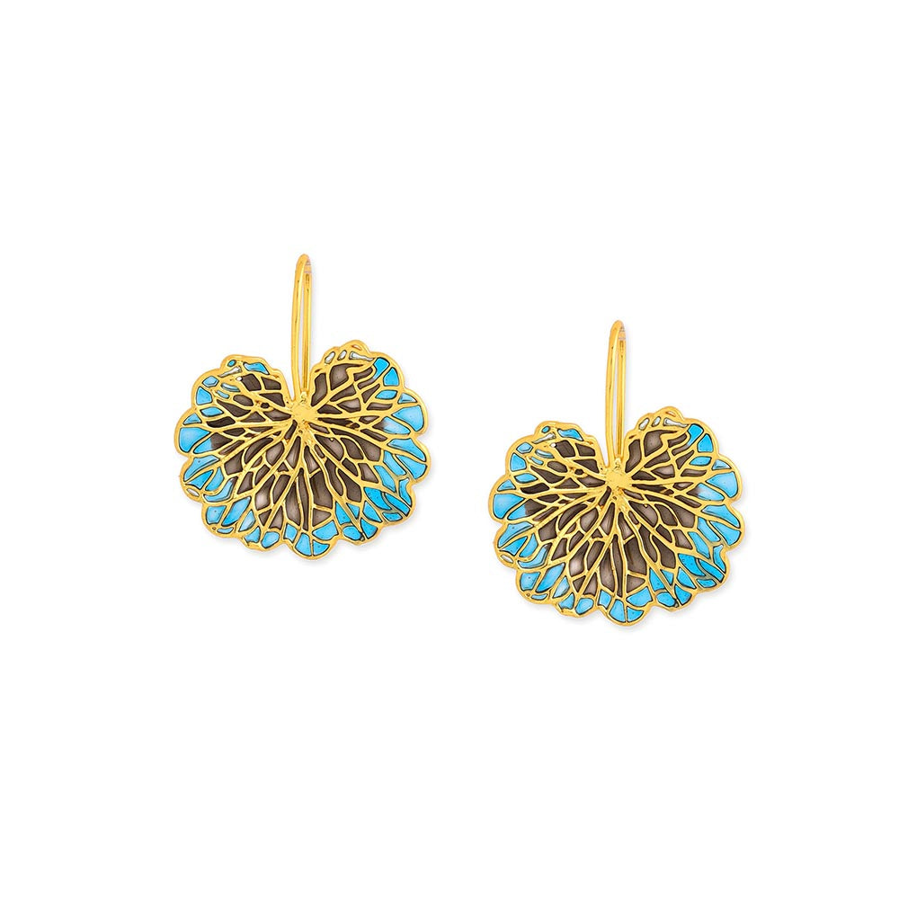 AZGA Gold Leaf Earrings - Cobalt And Black