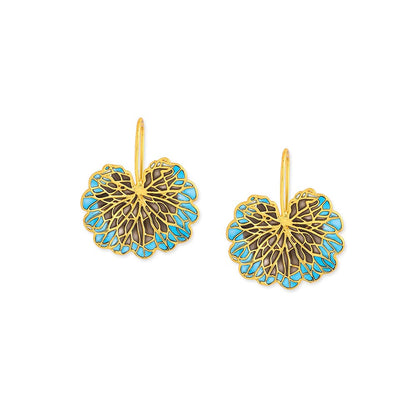 AZGA Gold Leaf Earrings - Cobalt And Black