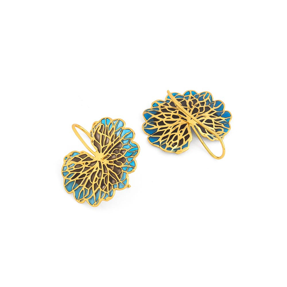 AZGA Gold Leaf Earrings - Cobalt And Black