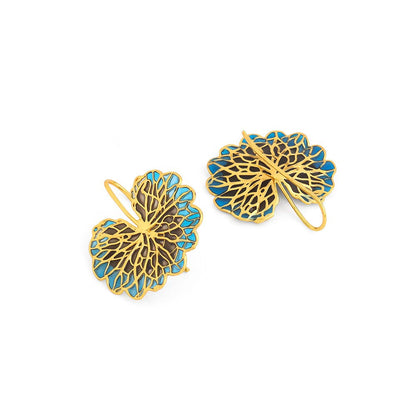 AZGA Gold Leaf Earrings - Cobalt And Black