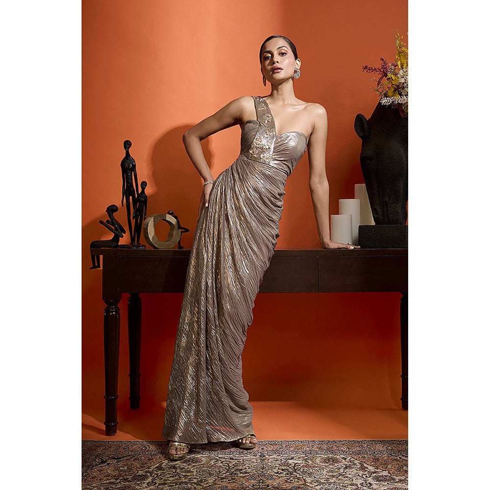 BABITA M Gilded Beige Gold Dress