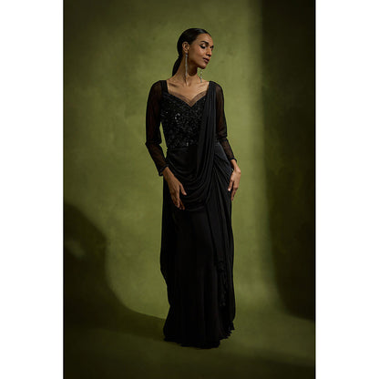 BABITA M Black Noir Drape Gown