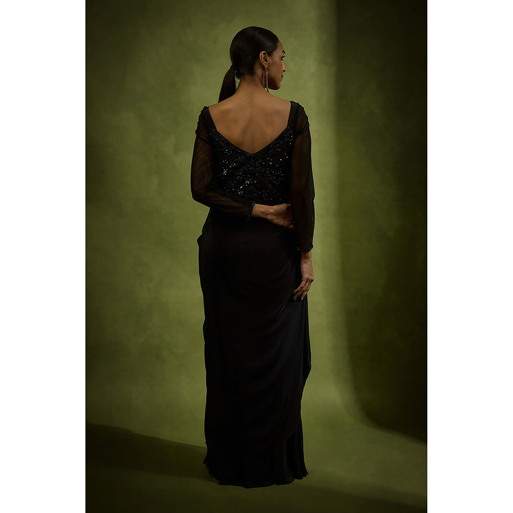 BABITA M Black Noir Drape Gown