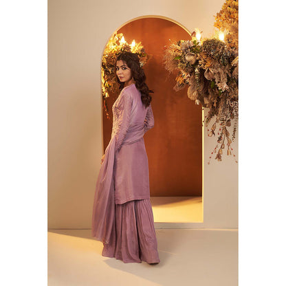 Baidehi Lavender Embroidered Kurta with Sharara and Dupatta (Set of 3)