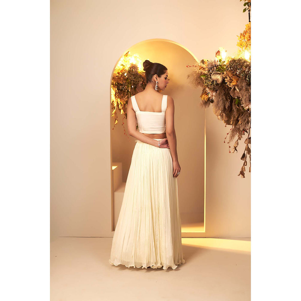 Baidehi Pearl Cream Stitched Blouse with Lehanga and Jacket (Set of 3)