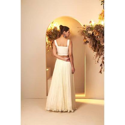 Baidehi Pearl Cream Stitched Blouse with Lehanga and Jacket (Set of 3)