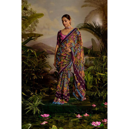 Baise Gaba Samandar Pre-Draped Saree with Stitched Blouse