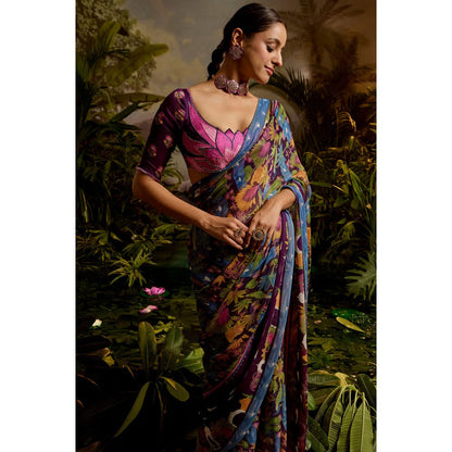 Baise Gaba Samandar Pre-Draped Saree with Stitched Blouse